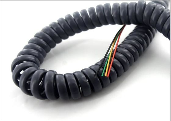 6C × 18AWG + 18C × 24AWG টিনযুক্ত তামার তারের স্ট্র্যান্ড, PVC অন্তরক TPU উপাদান, 80°C 300V স্পাইরাল কেবল